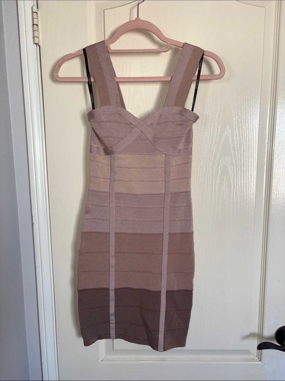 bebe Strappy Layered Bandage Mini Dress - Mauve Taupe